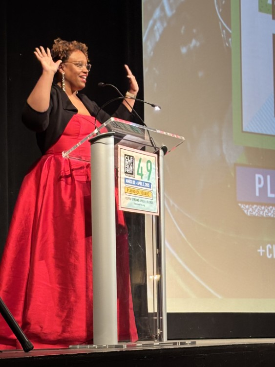 CIFF Executive Director Hermione Malone greets the crowd in CIFF49 opening night